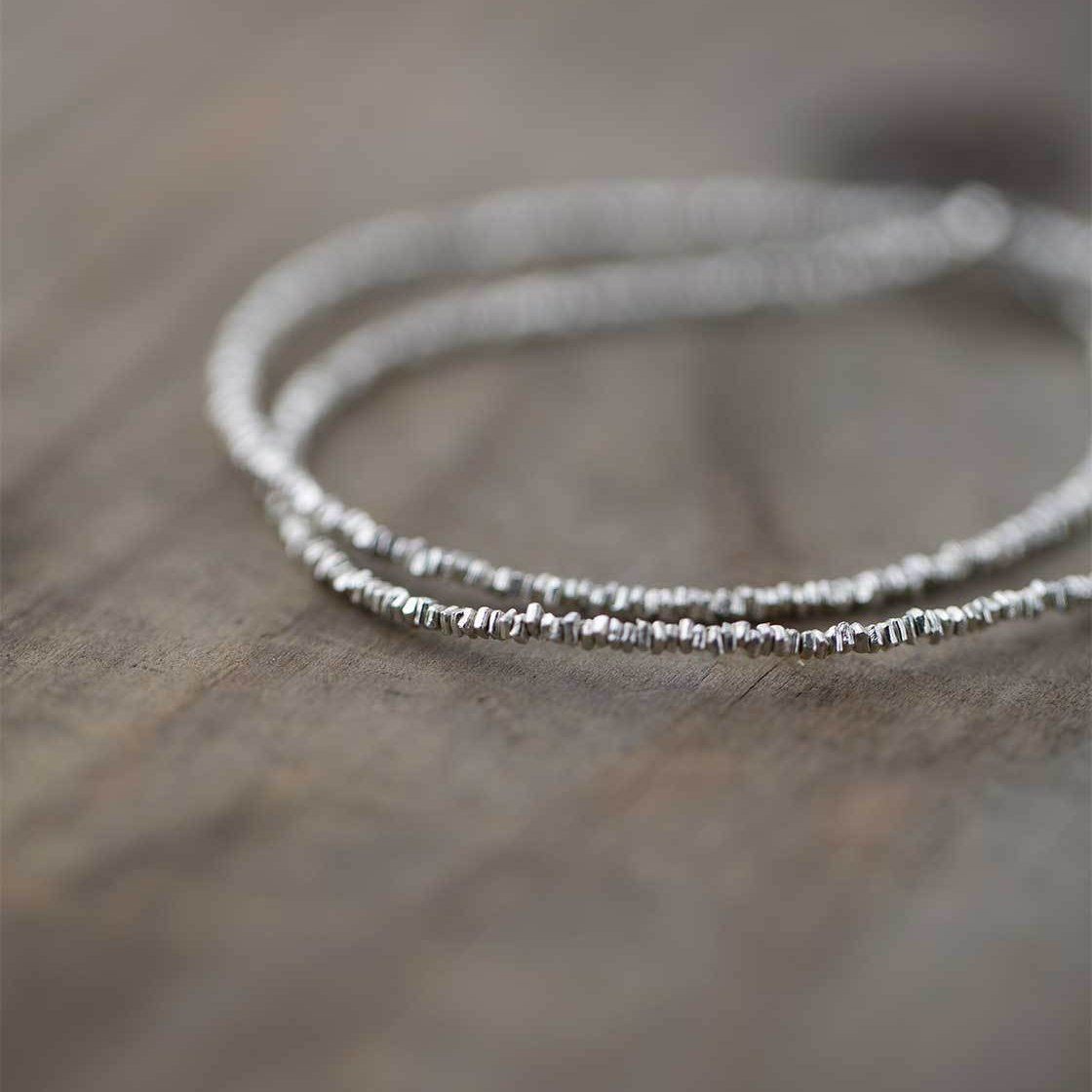 Tiny Silver Beaded Double Wrap Bracelet - Handmade Jewelry by Burnish