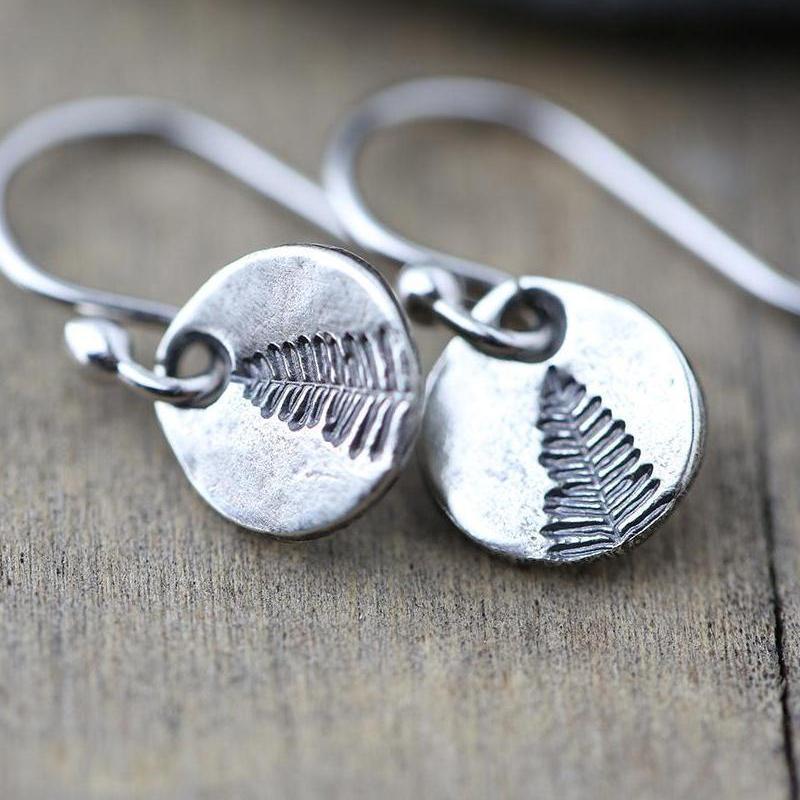 Tiny Stamped Botanical Earrings - Handmade Jewelry by Burnish