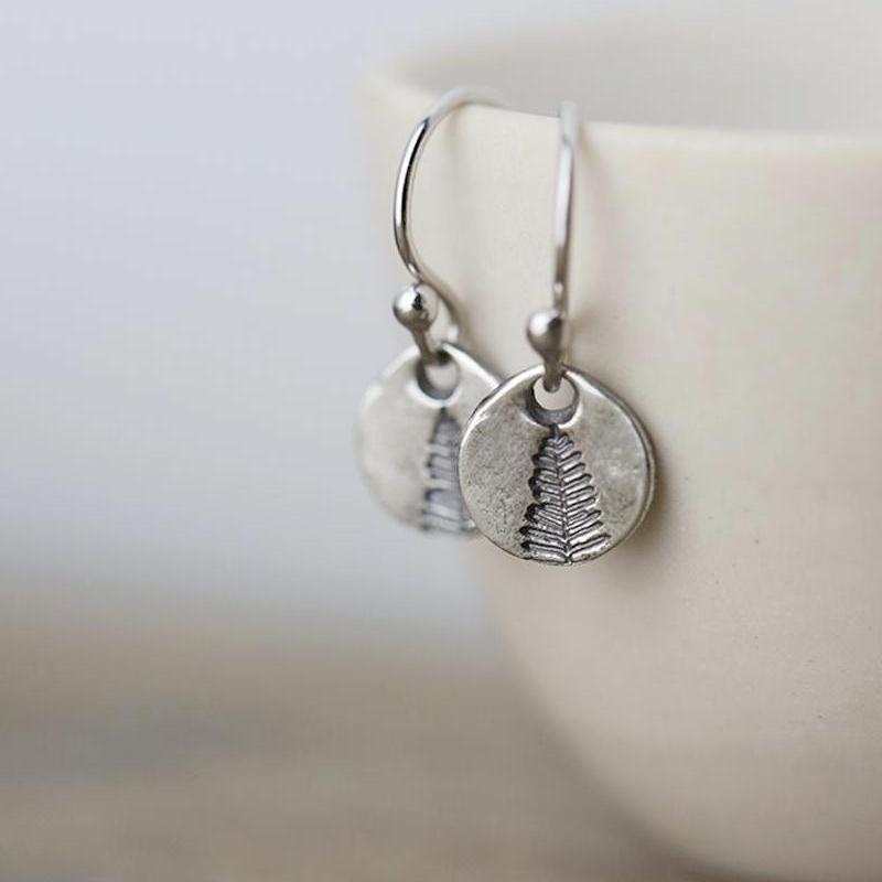 Tiny Stamped Botanical Earrings - Handmade Jewelry by Burnish