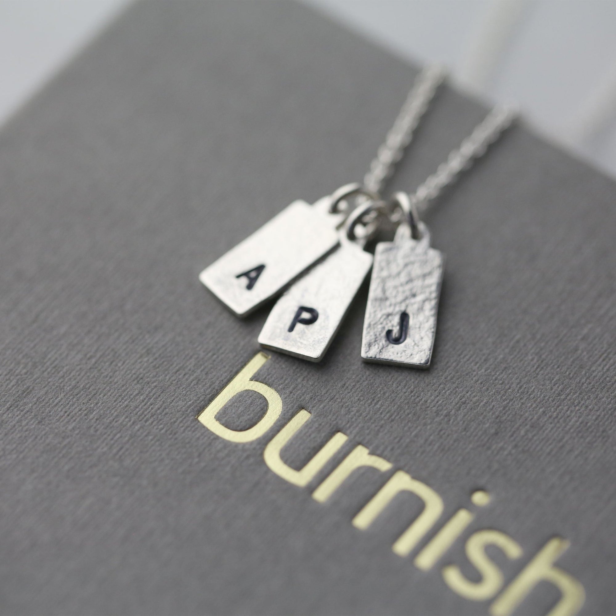 Tiny Stamped Initial Tag Necklace
