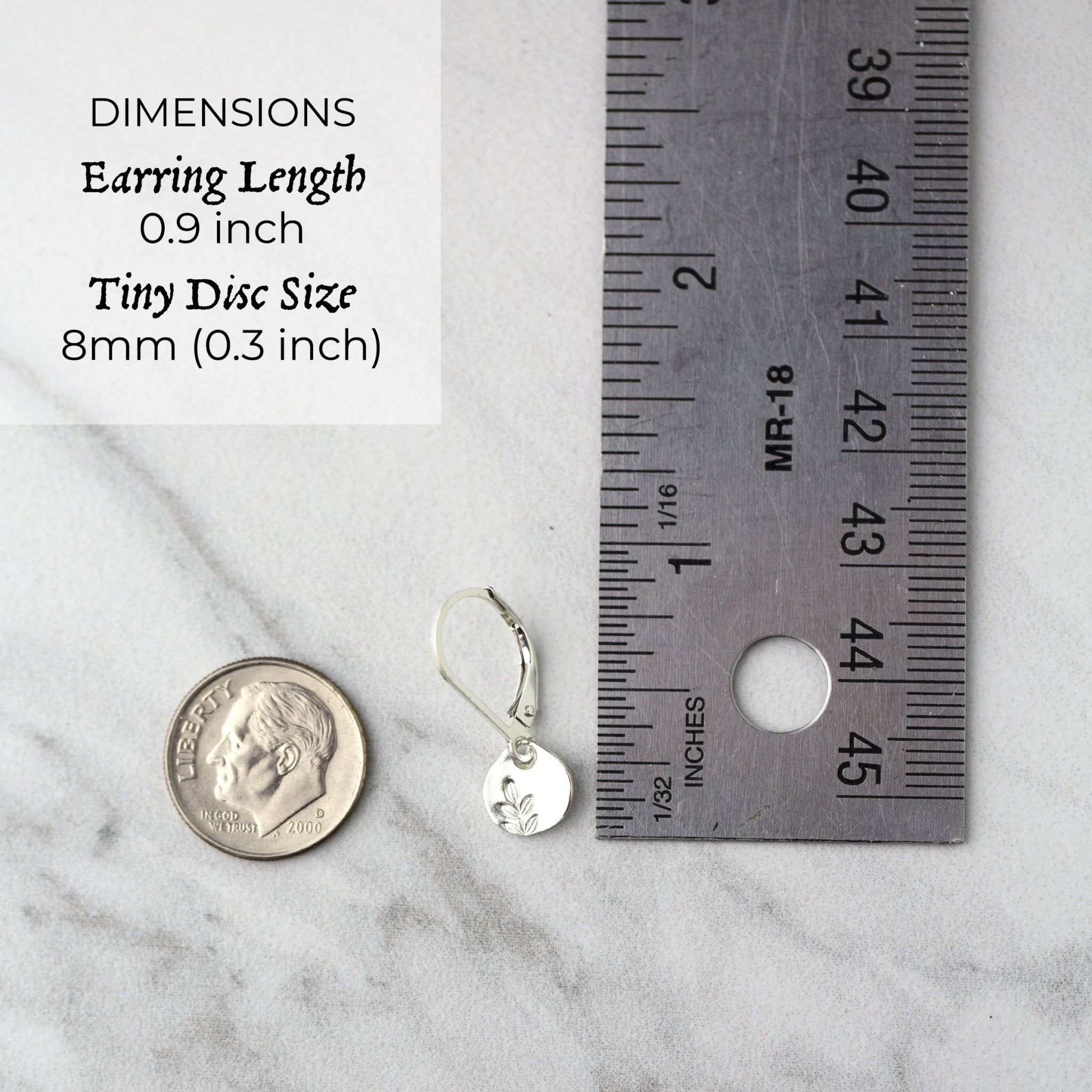 Tiny Stamped Leaf Leverback Earrings