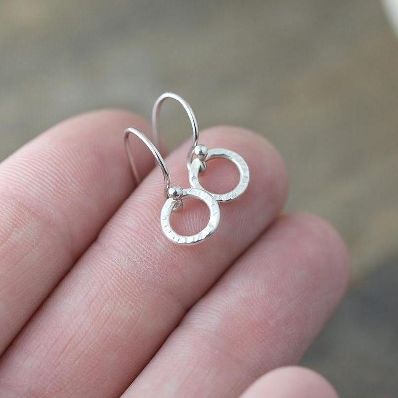 Tiny Textured Circle Earrings - Handmade Jewelry by Burnish