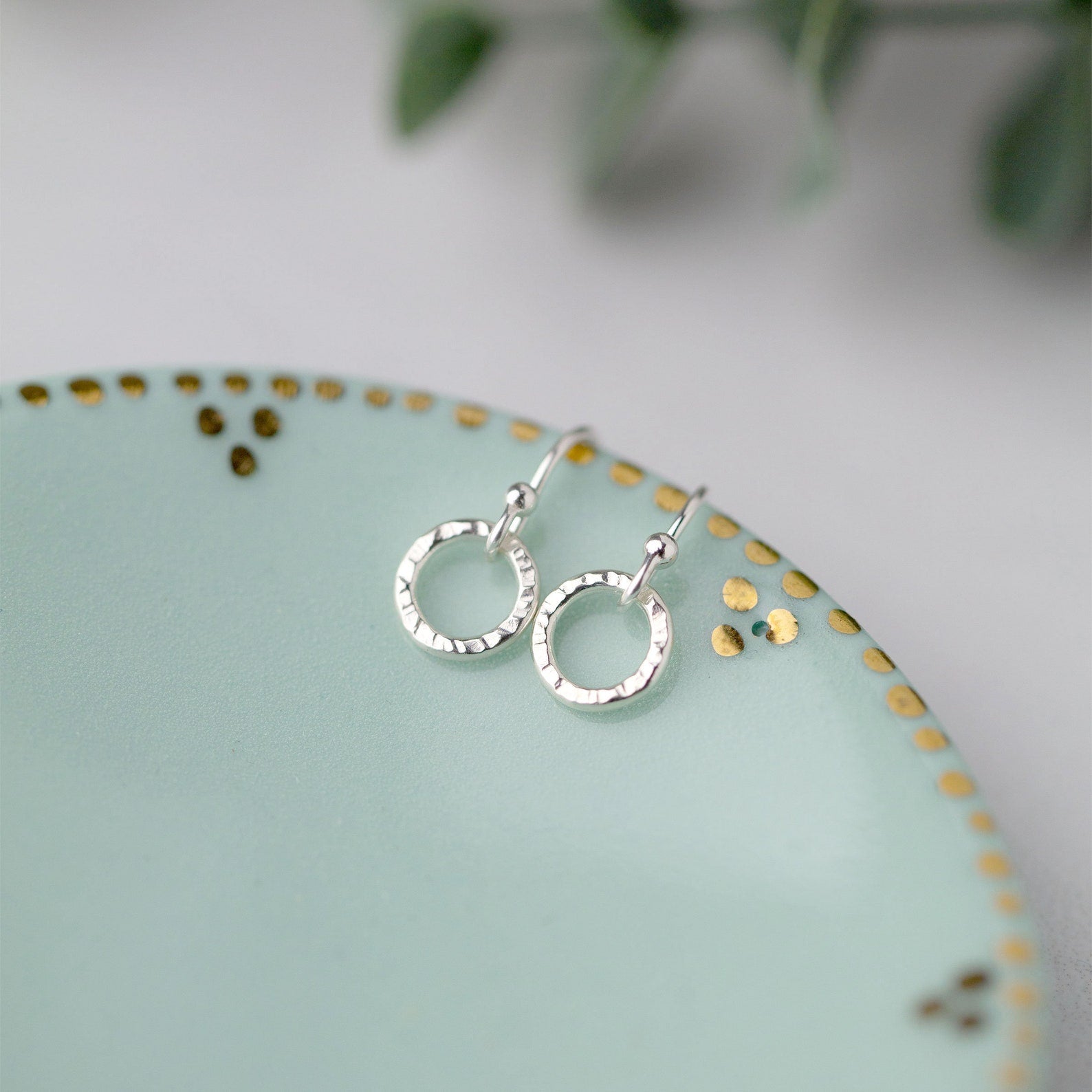 Tiny Textured Circle Earrings