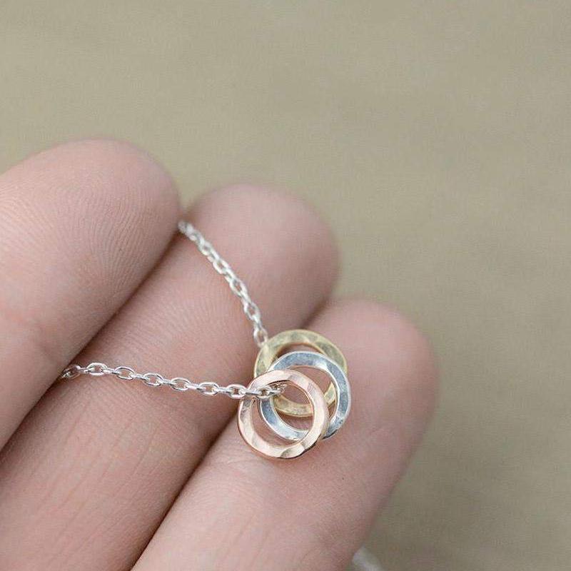 Tiny Three Ring Circle Necklace - Handmade Jewelry by Burnish