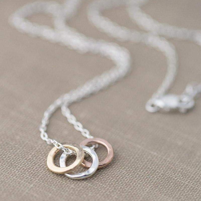 Tiny Three Ring Circle Necklace - Handmade Jewelry by Burnish