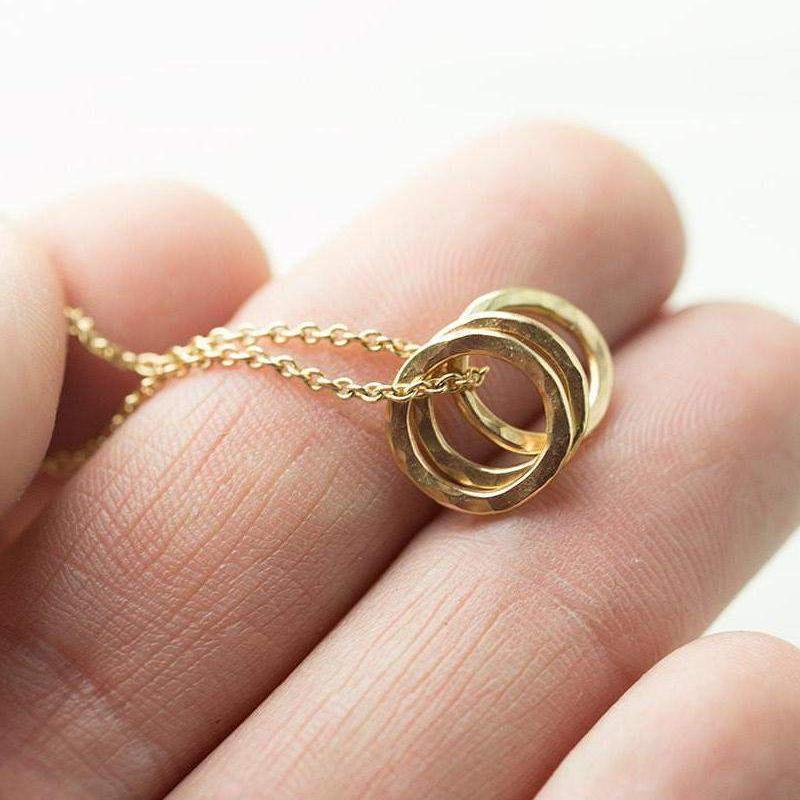 Triple Ring Necklace / Gold Filled - Handmade Jewelry by Burnish