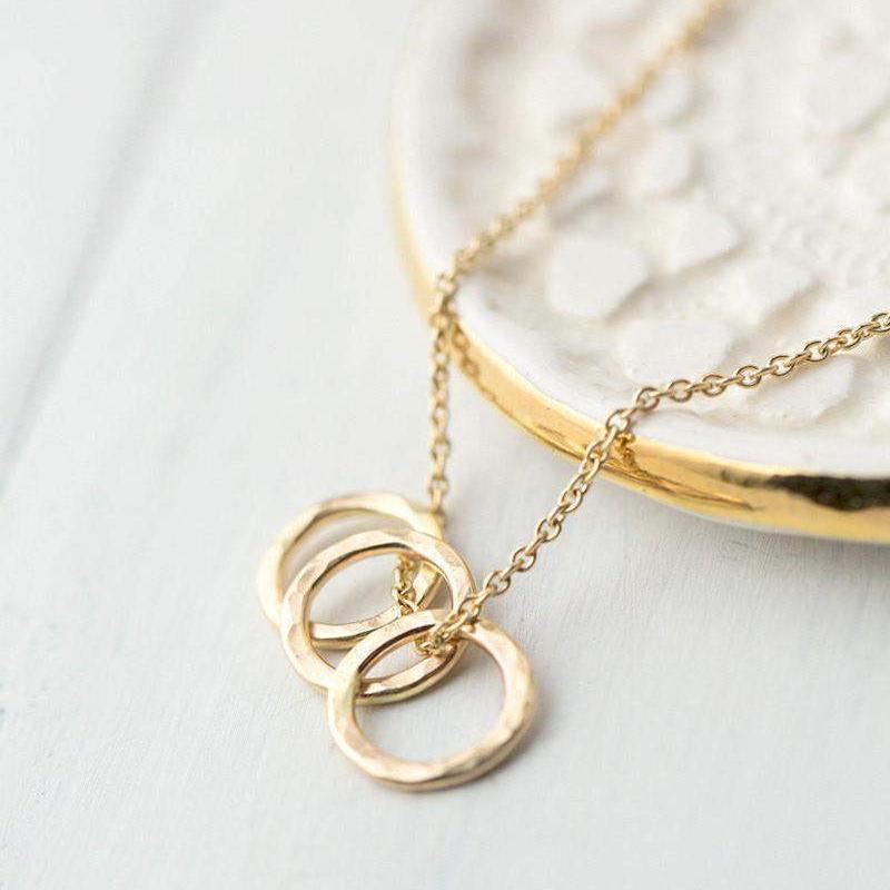Triple Ring Necklace / Gold Filled - Handmade Jewelry by Burnish