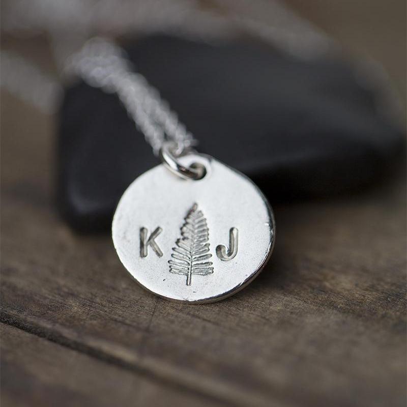 Two Initials Personalized Tree Necklace - Sterling Silver - Handmade Jewelry by Burnish