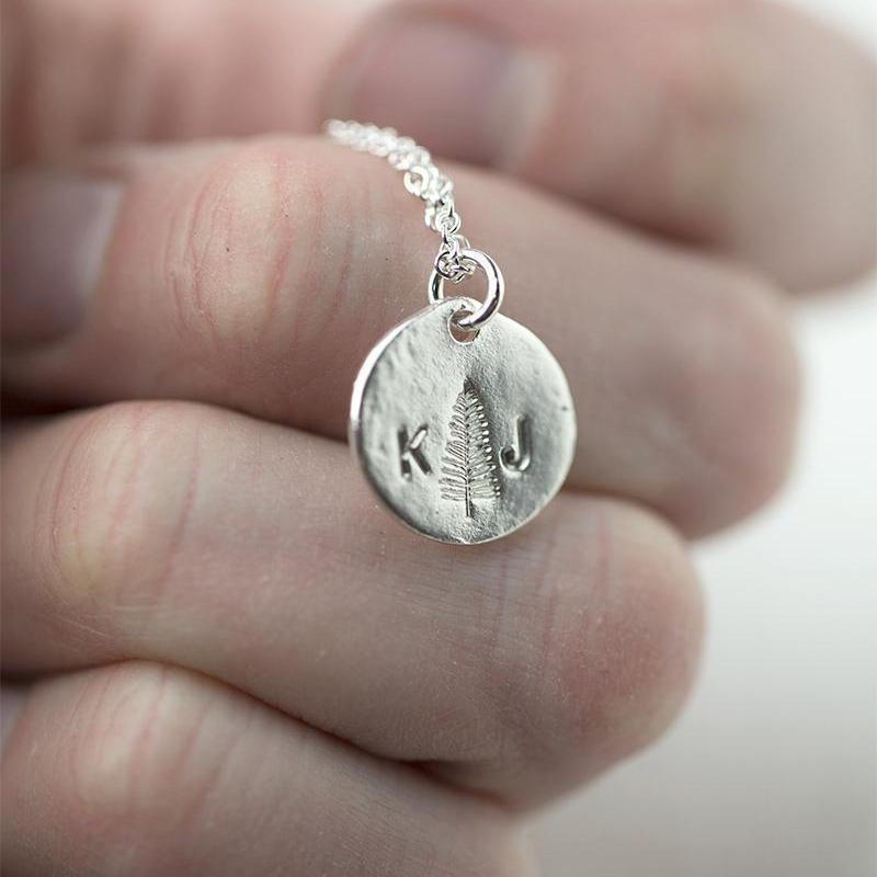 Two Initials Personalized Tree Necklace - Sterling Silver - Handmade Jewelry by Burnish