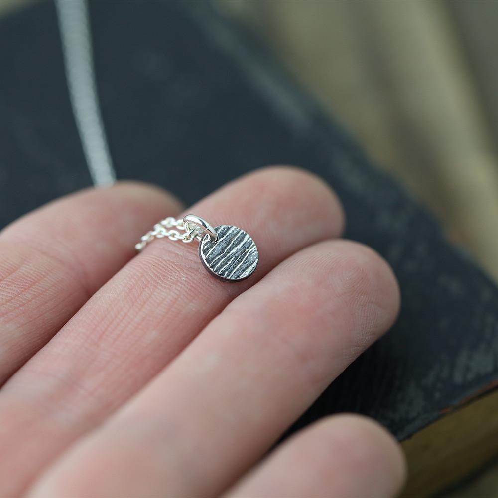 Woodgrain Texture Tiny Dot Necklace - Handmade Jewelry by Burnish