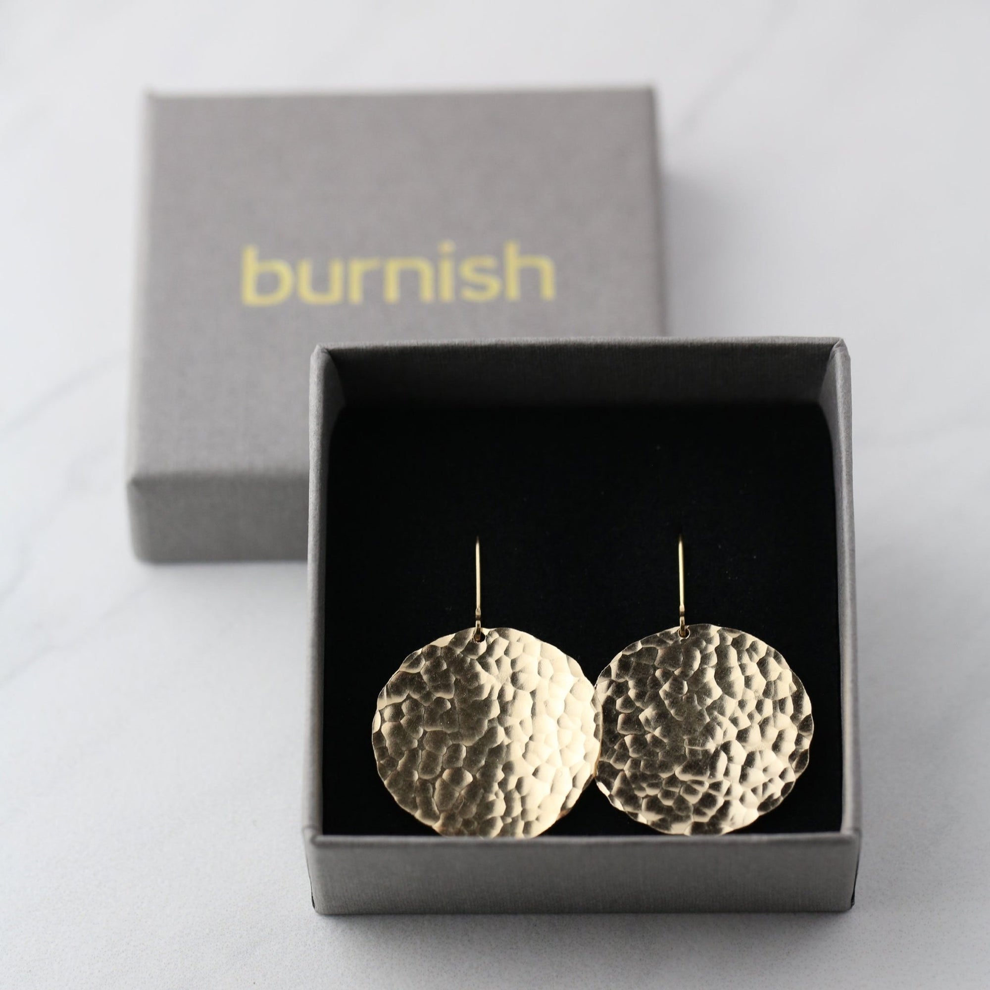 X-Large Hammered Gold Disc Lever-back Earrings